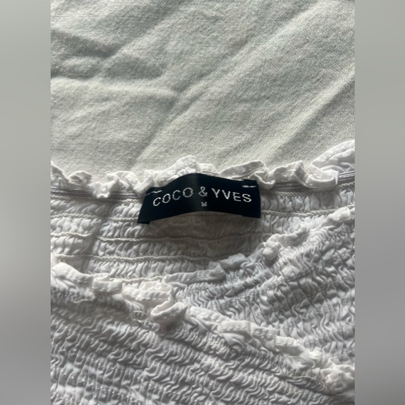 white crop ruffle off shoulder one size fits all top - Picture 3 of 4